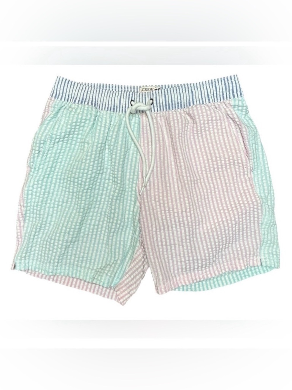 J. Crew Mens Seersucker 6” Swim Trunks Size S